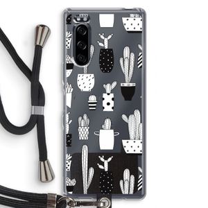 Cactusmotief: Sony Xperia 5 Transparant Hoesje met koord