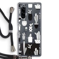 Cactusmotief: Sony Xperia 5 Transparant Hoesje met koord