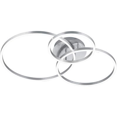 LED Plafondlamp - Plafondverlichting - Trion Winton - 28W + 10W - Aanpasbare Kleur - Dimbaar - Rond - Mat Nikkel - Aluminium