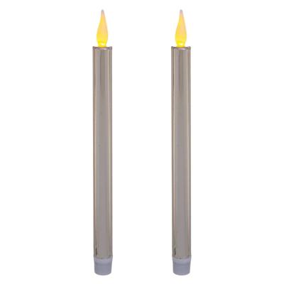 Feeric lights and christmas LED dinerkaarsen - kandelaar kaarsen - zilver glans - 28 cm