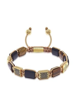 Nialaya Jewelry bracelet de perles à breloque gravée - Marron