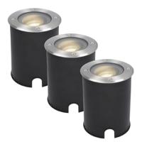 Set van 3 Lilly LED Grondspots - Dimbaar - Kantelbaar - GU10 - 4000K neutraal wit - 5 Watt 400 lumen - Rond - IK10 - RVS - IP67 waterdicht