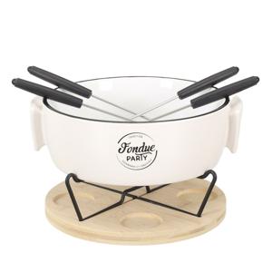 Chocolade of kaas fondue - met 4 vorken - wit - porselein - voor 4 personen
