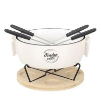 Chocolade of kaas fondue - met 4 vorken - wit - porselein - voor 4 personen