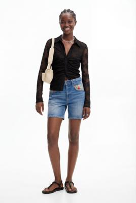 Geborduurde denim shorts - BLUE - 44