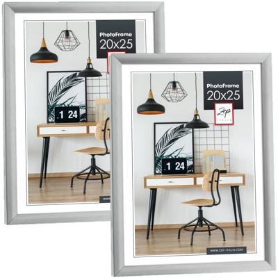 ZEP Fotolijst - 2x stuks - zilverkleurig - kunststof - voor foto van 20 x 25 cm - woondecoraties - a