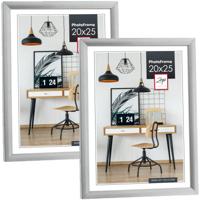 ZEP Fotolijst - 2x stuks - zilverkleurig - kunststof - voor foto van 20 x 25 cm - woondecoraties - a
