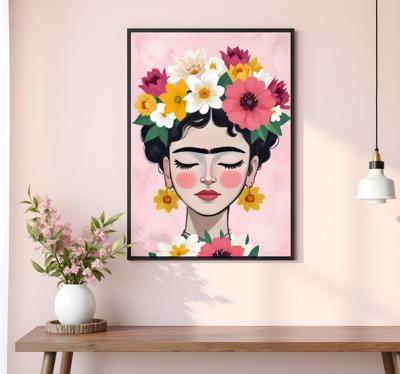 Bloemenhoed frida kunstposter