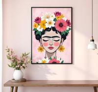 Bloemenhoed frida kunstposter Bloemenhoed frida kunstposter