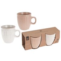 Drinkbeker/mok set - 4x stuks - roze/wit 150 ml