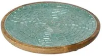 Decoris decoratiebord mangohout rond 30x2cm blauw, bruin