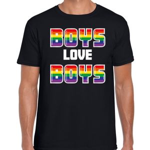 Gay Pride shirt - boys love boys - regenboog - heren - zwart