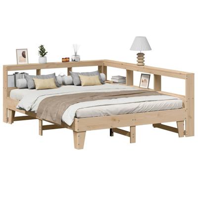 Bed met boekenkast zonder matras massief grenenhout 140x200 cm