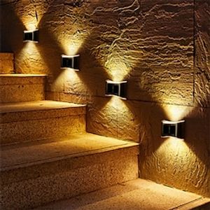 4 stuks solar wandlampen outdoor 6led waterdichte wandlamp voor balkon patio binnenplaatsen hek lampen tuin decor solar outdoor wandlamp Lightinthebox