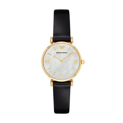 Horlogeband Armani AR1910 Leder Zwart 14mm
