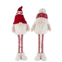 J-Line kerstfiguur Kabouter - textiel - rood|wit - large - 2 stuks