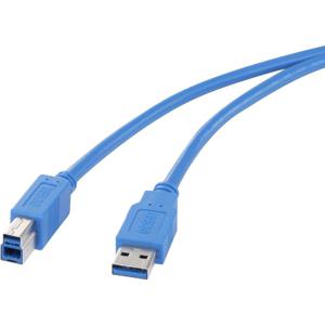 Renkforce USB-kabel USB 3.2 Gen1 (USB 3.0 / USB 3.1 Gen1) USB-A stekker, USB-B stekker 1.80 m Blauw Vergulde steekcontacten RF-4260504