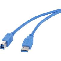 Renkforce USB-kabel USB 3.2 Gen1 (USB 3.0 / USB 3.1 Gen1) USB-A stekker, USB-B stekker 0.50 m Blauw Vergulde steekcontacten RF-4260498