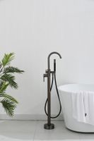 Vrijstaande badkraan SaniClear Iron Pro | Hoogte uitloop 100 cm | Draaibare uitloop | Mengkraan | Rond | Verouderd ijzer - Gunmetal