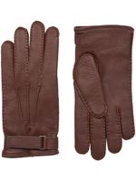 Zegna gants en cuir à logo embossé - Marron