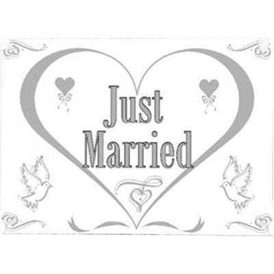 Bruiloft Just Married versiering - gevelvlag - 150 x 100 cm - met zuignappen - versiering