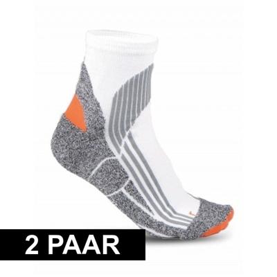 2x paar hardloop sportsokken voor volwassenen - in maat 43-46 - wit