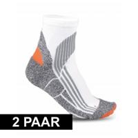 2x paar hardloop sportsokken voor volwassenen - in maat 43-46 - wit