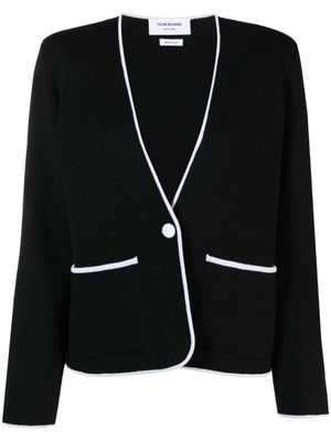 Thom Browne veste ceinturée à design sans col - Noir
