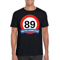 Verkeersbord 89 jaar t-shirt zwart heren - thumbnail