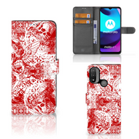 Telefoonhoesje met Naam Motorola Moto E20 | E30 | E40 Angel Skull Rood - thumbnail