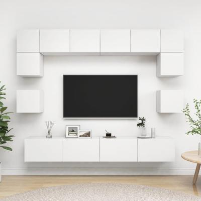8-delige Tv-meubelset bewerkt hout wit