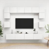 8-delige Tv-meubelset bewerkt hout wit