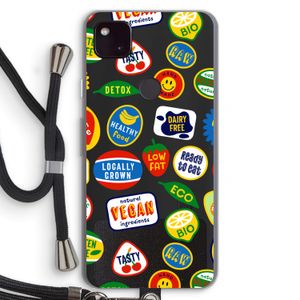 Fruitsticker: Pixel 4a 5G Transparant Hoesje met koord