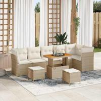 Tuinbankenset 9 pcs Beige poly rattan