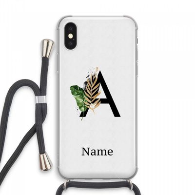 Charcoal Flora: iPhone XS Max Transparant Hoesje met koord