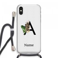 Charcoal Flora: iPhone XS Max Transparant Hoesje met koord