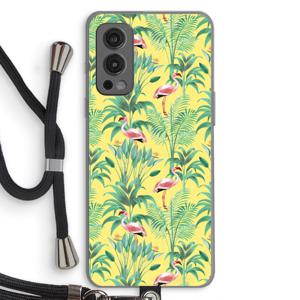 Flamingo party: OnePlus Nord 2 5G Transparant Hoesje met koord