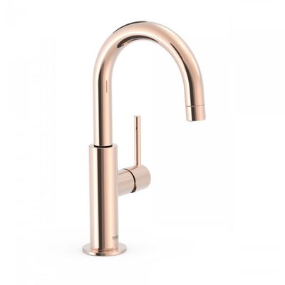 Wastafelmengkraan Tres Study Exclusive 27,5 cm met Hendel Uitloop Gebogen Rond Rosé Goud
