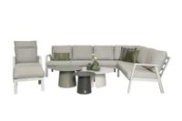 Qopps Okios loungehoek met loungestoel, voetenbankje en 3 Okios koffietafeltjes