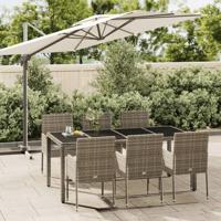 7-delige Tuinset met kussens poly rattan grijs