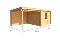 Blokhut met overkapping Els 550 cm bij 300 cm diep Lessenaarsdak - Warentuin collection