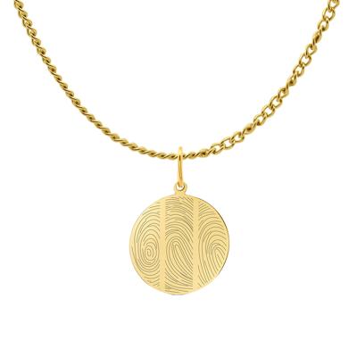 Gepersonaliseerde vingerafdrukken ketting - Stainless steel - Goud - 15 mm - 3 vingerafdrukken