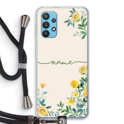 Gele bloemen: Samsung Galaxy A32 4G Transparant Hoesje met koord