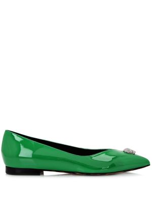 Philipp Plein ballerines à breloque tête de mort - Vert