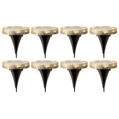Grondspot solar tuinverlichting - 8x - mozaiek - grijs - D12 x H13 cm - prikspot