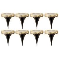 Grondspot solar tuinverlichting - 8x - mozaiek - grijs - D12 x H13 cm - prikspot