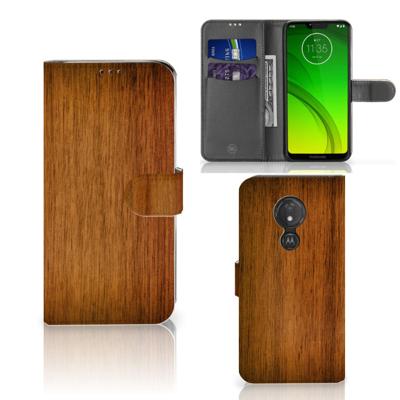 Motorola Moto G7 Power | Book Style Case | Donker Hout