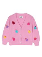 MC2 Saint Barth Kids cardigan nervurée à bonnet brodé - Rose