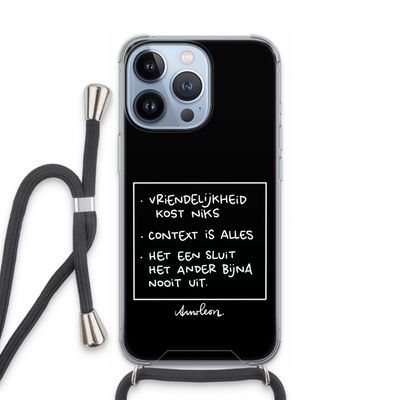 Mijn Motto's: iPhone 13 Pro Transparant Hoesje met koord