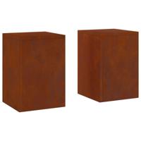 VidaXL Plantenstandaard 2 pcs roestig 24 x 24 x 35 cm cortenstaal